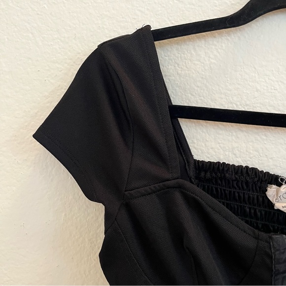 Black Corset Crop Top Structured Bustier Whimsy Goth Square Neck - Picture 3 of 9